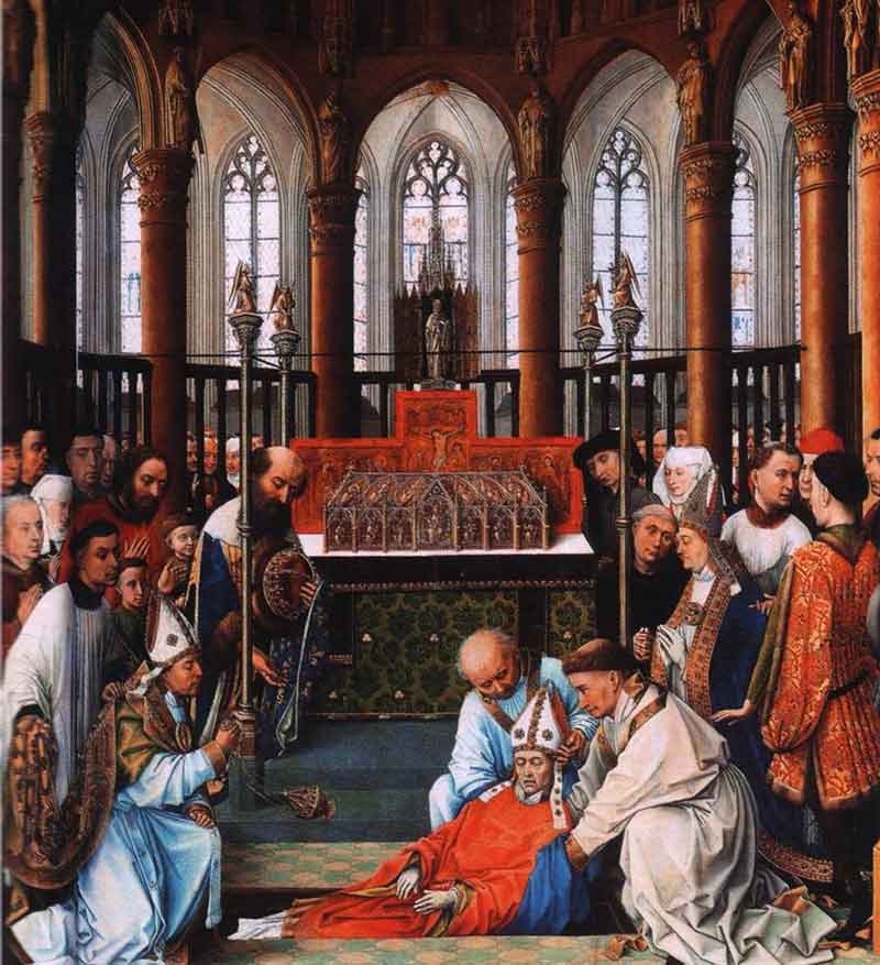 The exhumation of Saint Hubert in the church of Saint Peter at Liège, by Rogier van der Weyden, ca. 1437.